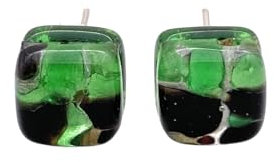 Ohrringe aus Murano Glas, handgefertigte Glasohrstecker, Murano Glasschmuck, Glasohrringe, versilberter Ohrstecker, Murano Echtheitszertifikat, 0,8 cm/8 mm (MGE1)