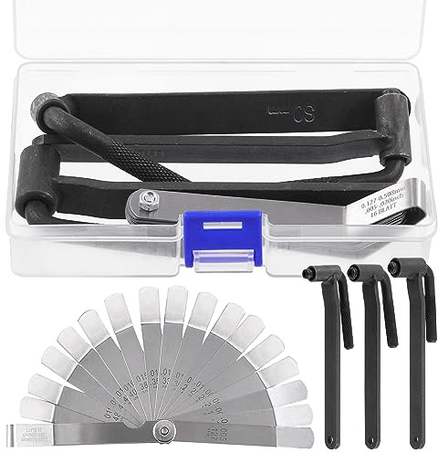 Swpeet Set di 4 viti per la regolazione della valvola del motore di moto da 8 mm, 9 mm, 10 mm e spessimetro offset da 0,03 a 0,03 cm, strumento chiave a vite per motore con spessimetro in acciaio inox