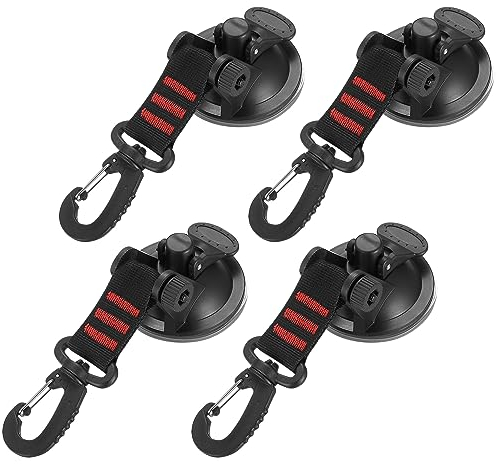 Saugnapf Haken, 4 Stk Camping Saugnäpfe mit Haken Extra Stark, Saugnapf Anker mit Befestigung, Multifunktional Saughaken für Auto Camping Wohnmobil Haushalt Zelt Sonnensegel Vordach