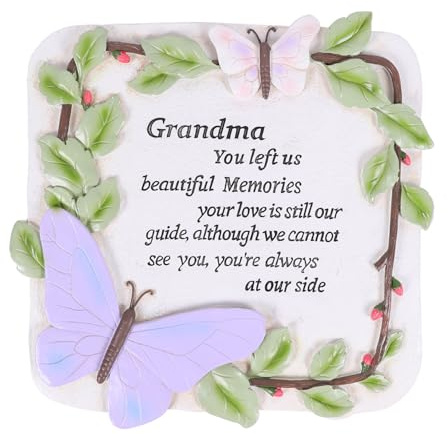 Youdear Memorials 10 Inch Resin Memorial Garden Stone, Outdoor Decor, Sympathy Garden Marker, Sympathy Gift for Loss of Mom, Remembrance of Beloved Mather (Grandma)