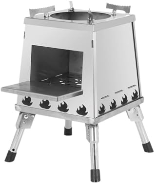 Holzofen für den Außenbereich, tragbar, zusammenklappbar, Heizung, Outdoor-Camping-Zelt, selbstfahrend, Picknick, Edelstahl, Grillgrube, Feuerstahl, Brennholztopf, Edelstahl-Topf, Alkohol