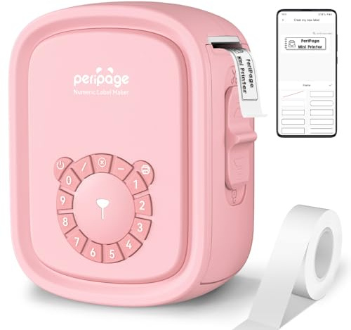 PeriPage P10Pro Etikettendrucker - Tragbar, rosa, mit Rundtastatur, Ohne Bluetooth, USB Wiederaufladbar, Für Büro und Zuhause