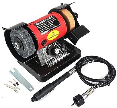 EDEDE Máquina pulidora, lijadora Orbital Mini Amoladora de Banco Multiusos de 150W, máquina pulidora for joyería de Jade, pulidora de Velocidad Ajustable, lijadora para lijar, pulir(Set 1)