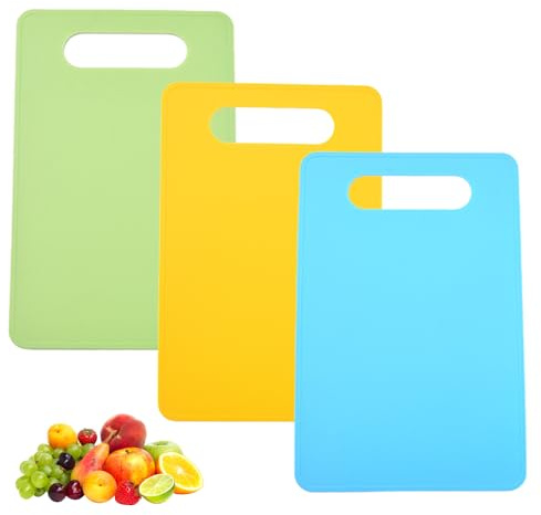 Small Chopping Board, 3 PCS 29 x 19cm Mini Coloured Chopping Boards Set, Kitchen Chopping Board, Contamination Free Plastic Without BPA, Antibacterial and Flexible