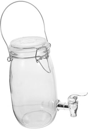 Gatuida Glass Juice Can with Faucet Glassware Drink Barrel Suitable for Wine Brewing