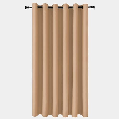 Hafaa Blackout Curtains Eyelet Beige 66x84 Inch Door Curtain for Living Room Premium Soft Thermal Insulated Curtains for Bedroom 1 Panel with Tie Back
