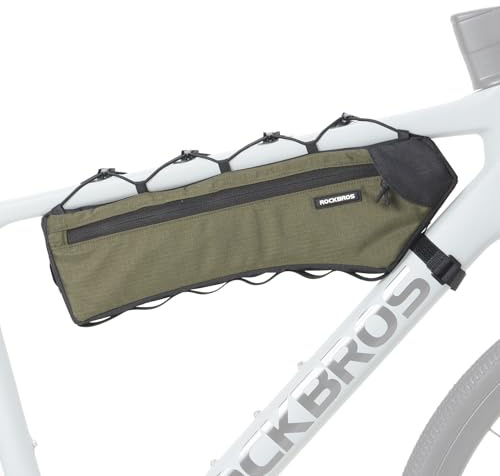 ROCKBROS Stabile Fahrrad Rahmentasche Schlank mit Seitlichem Reißverschluss | Fahrradtasche Dreiecktasche, Schnellmontage, für Gravelbike Rennrad MTB, 1,9 L