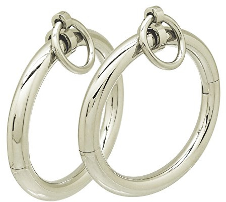 ACECHANNEL Stainless steel lockable cuff bracelets with removable O ring, 80MM X 70MM, 304 stainless steel