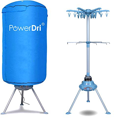 PowerDri Portable Electric Clothes Dryer Energy-Efficient, 15 Kilos, Home Dorms Hot Air Machine Stand Rack with Cover