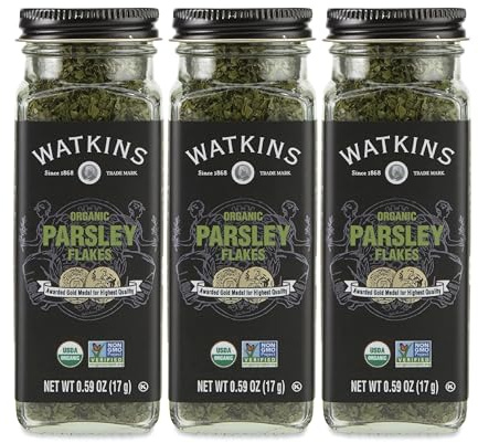 Watkins Gourmet Organic Spice Jar, Parsley Flakes, 0.59 Ounce Jar, 3-Pack