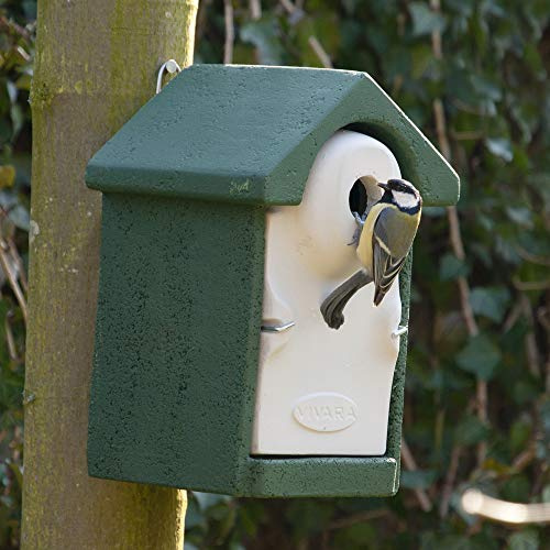 CJ Wildlife Nistkasten – Vogelnistkasten für draußen wetterfest – Marderschutz – Holzbeton Woodstone – Einflugöffnung 32 mm – für Meisen, Kleiber, Sperlinge – 24x12x12 cm – 6,5 kg