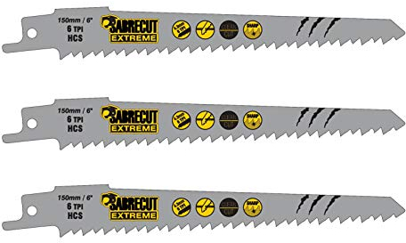 3 x SabreCut SCRS644D_3 150 mm 6 TPI S644D Lame per seghe a sciabola alternative per taglio veloce del legno compatibili con Bosch Dewalt Makita e molti altri