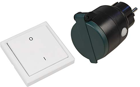 McPower Funk-Schalter Set Comfort | Outdoor-Funksteckdose mit Wandtaster | 3000W Leistung | IP44 spritzwassergeschützt | kabellose Steuerung | 433,92 MHz | kompatibel mit McPower Comfort Serie