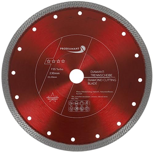 PRODIAMANT Premium Diamanttrennscheibe Fliese Feinsteinzeug 230 mm x 22,23 mm 230mm Fliesenscheibe für Winkelschleifer