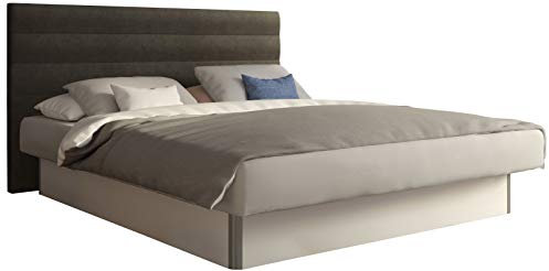 SuMa - Dual Wasserbett 200x220 freistehend m. Sockel weiß und Kopfteil Largo, Farbe Carbon 200x220 cm