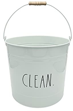 Rae Dunn Galvanized Bucket - Metal Bucket for Mopping - Multipurpose Galvanized Planter, Ice Buckets for Parties, Herb Pots, Beer Bucket, Wine Bucket, Metal Cleaning or Party Ice Bucket - Light Blue