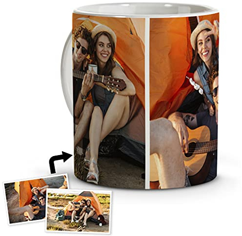LolaPix Tazas personalizadas con foto. Taza personalizada. Tazas desayuno originales. Taza de cerámica. Regalos personalizados. Hasta 4 fotos. COLORES a ELEGIR. 2 FOTOS