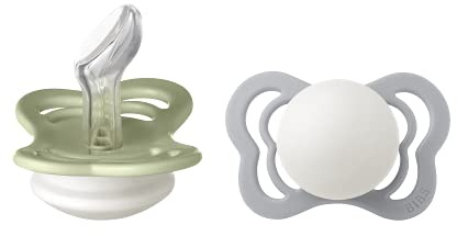 BIBS Couture Schnuller 2er-Pack, BPA-frei, Kiefergerechte Form. Silikon, Größe 1 (0-6 Monate), Sage/Cloud Night