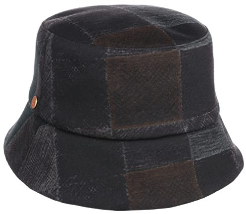 Mayser Maite Check Bucket Stoffhut Karohut Damenhut Fischerhut Damen - Made in The EU mit Futter Winter Herbst-Winter - S (55-56 cm) schwarz-grün