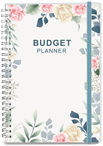 Planificateur de budget – Organiseur mensuel financier avec carnet de suivi des dépenses pour gérer efficacement votre argent, planificateur financier non daté, livre de compte, format A5, floral