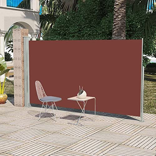 Leepesx Ausziehbare Seitenmarkise, Windschutz Terrasse, Sichtschutz Terasse, Balkon Windschutz, Balkongeländer Sichtschutz, Garten Sichtschutz, 160x300 cm Braun
