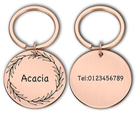 Custom Dog Tags Engraved Pet ID Cat Tag Name Tags Stainless Steel Dog Tag Personalized Dog Collar Tag,Rose gold-Type B,S 20x20mm