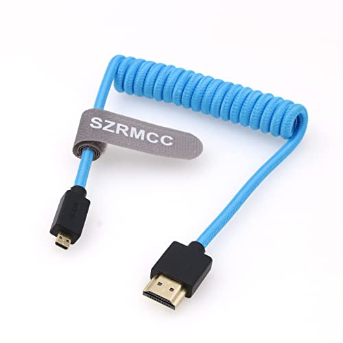 SZRMCC 8K 2.1 Micro HDMI a HDMI Cable trenzado enrollado de alta velocidad para Go-Pro Hero 3/4 Canon EOS M5 Sony A6000 A7III RX10 Nikon B500 Z6 Raspberry Pi 4 Atomos Ninja 2 Monitor