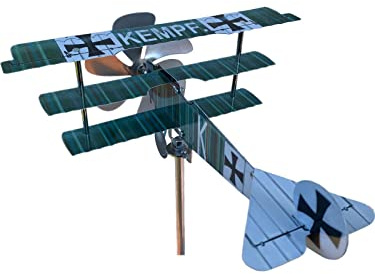 Aereo girandola segnavento modello Fokker Dr I, KEMPF, in Acciaio Inox su cuscinetti a sfera, Prodotto in Italia