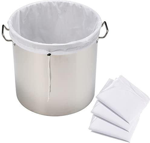 4 Pack 22 x 26 Brew Bags Extra Large Reusable 250 Micron Fine Mesh Bag for Fruit Cider Apple Grape Wine Press Drawstring Straining Brew in a Bag