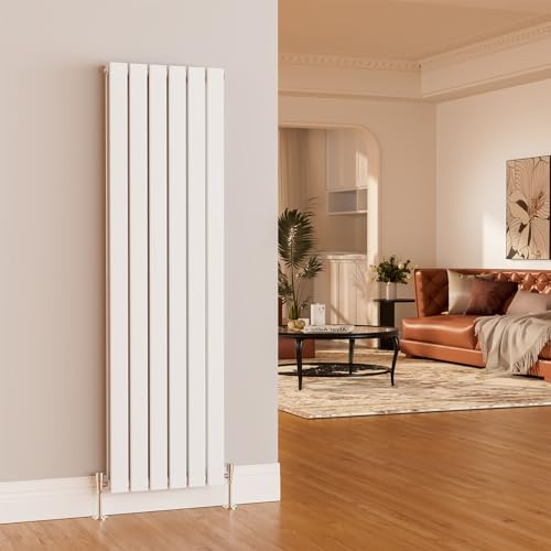 EMKE Vertical Radiator 1600 x 456 mm White, Double Flat Panel Radiators, Tall Central Heating Radiators for Bedroom, Kitchen, Living Room