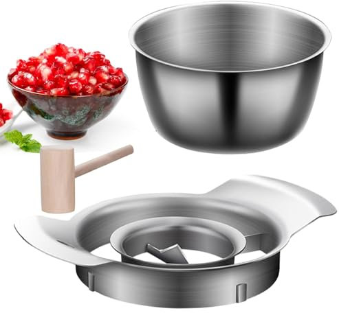 Juego de pelador de granadas, descorazonador de granada con cuenco, antiespumante de granada de acero inoxidable, pelador de granadas para amantes de la granada, ayudante de cocina pelador de granadas