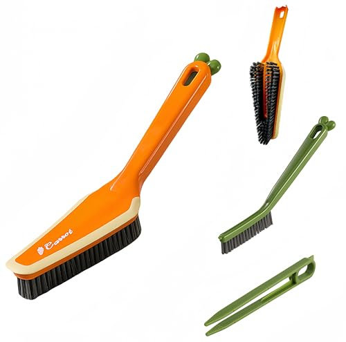 UdealTopia 3-in-1 abnehmbare Haushaltsreinigungsbürste, multifunktionale Scheuerbürste mit harten Borsten und Griff, ideale Fugendüse für Küche, Bad, Fenster, Schuhe (Orange)