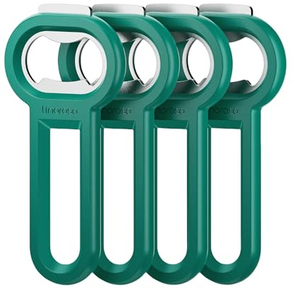 Linoroso 2-in-1 Magnetischer Flaschenöffner Bieröffner - Kühlschrank-Magnet zum Aufbewahren, Praktisches Werkzeug für Bier und Getränkedosen,ideal für Restaurants, Bars und Camping - 4er-Set, Grün