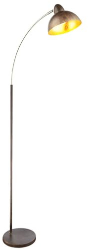 LED Bogenlampe Stehleuchte Leselampe gebogen blattgold Wohnzimmer Beleuchtung, Metall rostfarben, verstellbar, 1x E27 LED warmweiß, BxH 25x55 cm