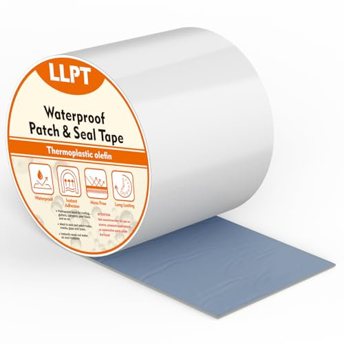 LLPT Cinta Adhesiva Impermeable | Cinta de Sellado | Cinta de Reparación | para Sellar Costuras de Techo,Tubería y Reparación fugas en Exteriore (PST62110WT4) | Blanco| 101 mm x 4 m
