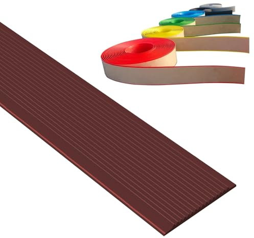 PVC Treppenkantenprofil, Vinyl-Anti-Rutsch-Treppenkante, Selbstklebend PVC Kunststoff Treppen-Kantenschutz, Bodenprofil Ungelocht Zum Kleben, Kantenschutz-Formleiste, Flexible Gummistufen(Brown,1.5m/5