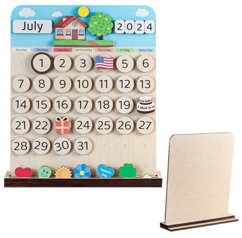 Monatskalender magnetisch - Kinderkalender mit Holzzahlen | Magnetkalender Monatsplaner Tafel für Zuhause, Büros, Schule Holzhandwerk Magnetkalender Interessantes Leben