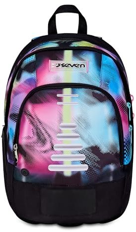 Seven Zaino Scuola Dual Write Down, Fucsia, Doppio Scomparto Da 31 Litri Di Capacità, Con Tasca Per PC, Tasca Per Borraccia e Tasca Con Organizer, Scuole Medie e Superiori, Per Ragazza