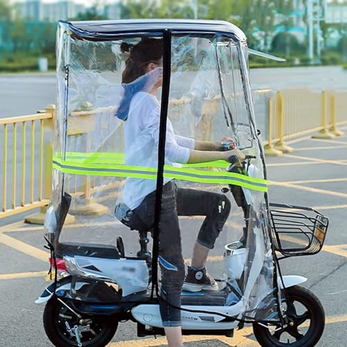 Electric Bicycle Folding Umbrella Fully Enclosed Electric Car Transparent Canopy, Mobility Scooter Sun Rain Wind Cover Electric Car Prevent Umbrella, Universal Electric Motorcycle Sunshade.