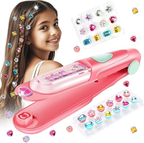 Capelli Stamper Kit, Bling Gioielli per Capelli per Ragazze, Strumento Styling dei Capelli con Riutilizzabili Diamanti Shining, Regali di Compleanno per Ragazze