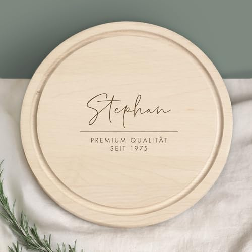 Frühstücksbrettchen „Danke Papa“ personalisiert – Geschenk Vatertag – Schneidebrett rund aus Buchenholz mit Gravur – Brotzeitbrett Holz mit Namen – Papa Geschenk Idee (Premium Qualität)