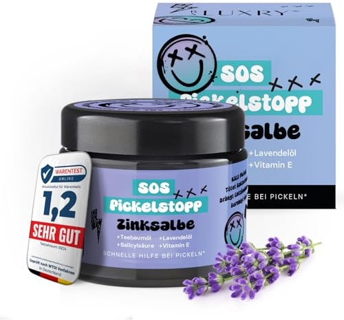 BS Luxry® SOS-Creme für Teenagerhaut – bei Pickeln im Gesicht, Rücken & Po – mit Teebaumöl & Salicylsäure – Anti-Mitesser – 50ml Zinksalbe für unreine Haut, Akne & Rosacea