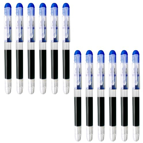 MOTIBACK 12PCS Blue Disposable Fountain Pens - Smooth Writing Fountain Pen with Quick-Drying Blue Ink, Fine Nib for Journaling, Sketching, Calligraphy & Lettering, School, Office & Gift Supplies