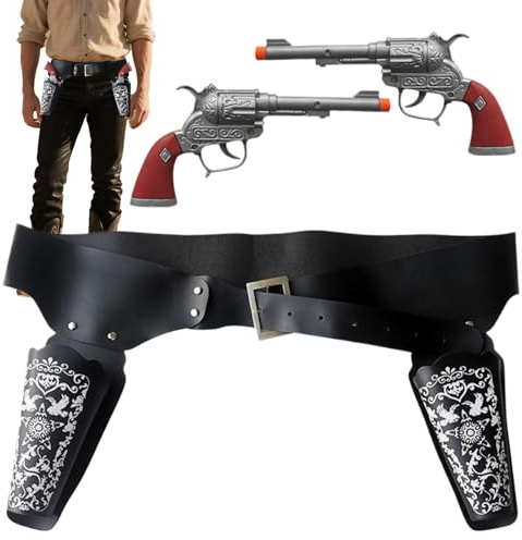 Westerngürtel Mit Holster | Mittelalterlicher Western Revolver Gürtel Holster Spielzeug | Halloween Cosplay Zubehör Für Männer Frauen Sheriff Sammler Enthusiasten Oberschenkel Rollenspiel Events
