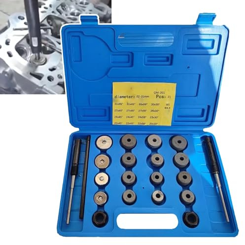 TIANTOO Set di frese per sedi valvole (21/23/24 Pezzi), Set di frese per sedi valvole per motociclette, Riparazione Efficace dell'usura delle sedi valvole, per rettifica del Motore,203
