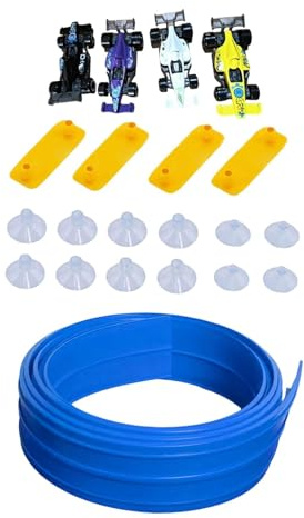 F Fityle Set di Rampe per Auto Flessibili Portatili da 395 cm con 4 Auto Giocattolo Professionali, Accessori per l'apprendimento della Fisica con