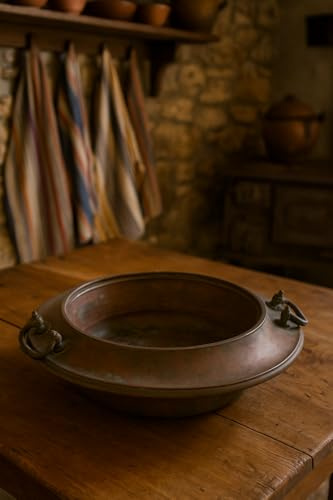Marblechic Antico catino Toscano in Rame Inizio ‘900 Ø48 cm – Arredo Rustico Vintage