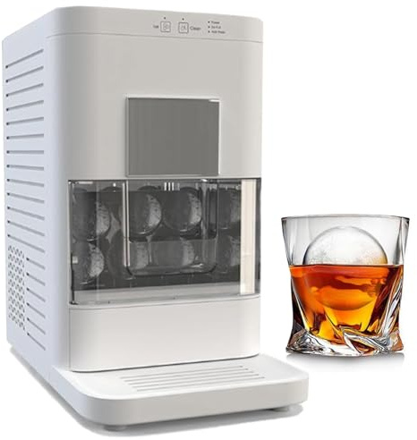 Macchina del ghiaccio sferica con funzione autopulente, sfere di ghiaccio cristalline, 84 sfere giornaliere per uso domestico e bar