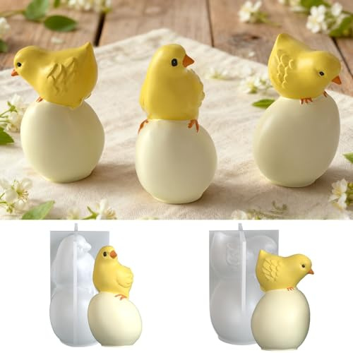 Silikonformen Gießformen Ostern, 2 Stück Silikonform Ostern Küken Ostereier Gießformen Silikon Gießform Ostern Frühling Silikonform Huhn Eier Giessformen Silikon Gießform Henne Ei für Kerzen Gips (A)