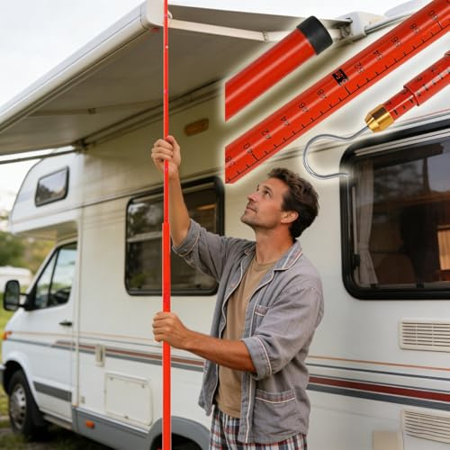 Isolierte Messlatte Einziehbarer, Isolierter Höhenmessstab für Wohnmobile, Höhenmessstab-Set mit Haken und Tragetasche, Leichte Vermessungsstange für Haus/Gewerbe(8 m(26.2 ft))